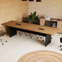 Mesa de Reunião 300cm x 90cm com Tampo Bipartido e 2 Caixas para Tomadas F5 Office