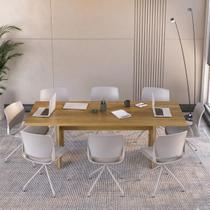 Mesa de Reunião 8 Lugares 220cm Tampo Engrossurado Maine Espresso Móveis Marrom/Carvalho