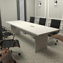 Mesa de Reunião 8 Pessoas 2,70m Cinza 2 Caixas de Tomadas F5 - F5 Office G