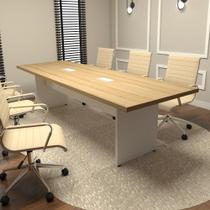 Mesa de Reunião 8 Pessoas 2,70m Mac Branco 2 Caixas Tomadas - F5 Office G