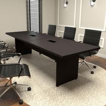 Mesa de Reunião 8 Pessoas 2,70m Preta 2 Caixas de Tomadas F5 - F5 Office G