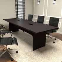 Mesa de Reunião 8 Pessoas 2,70m Preta 2 Caixas de Tomadas F5 - F5 Office G