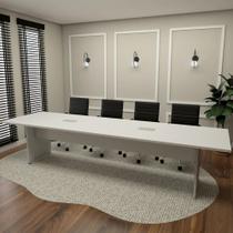 Mesa de Reunião Cinza 3,20m x 1,10m 2 Caixas de Tomadas F5