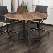 Mesa de Reunião Circular 120cm Pé Metálico em Nogal/Preto Linha D1200 Yescasa Mesa de Reunião Circular 120cm Pé Metálico em Nogal/Preto Linha D1200 Yescasa