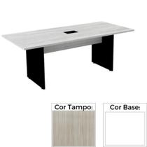 Mesa de Reunião com Caixa de Tomada 260 x 120 cm Pé Painel PE25 MDP Nogueira CasaBlanca Base Branca Mesa de Reunião com Caixa de Tomada 260 x 120 cm Pé Painel PE25 MDP Nogueira CasaBlanca Base Branca