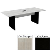 Mesa de Reunião com Caixa de Tomada 260 x 120 cm Pé Painel PE25 MDP Nogueira CasaBlanca Base Preta Mesa de Reunião com Caixa de Tomada 260 x 120 cm Pé Painel PE25 MDP Nogueira CasaBlanca Base Preta