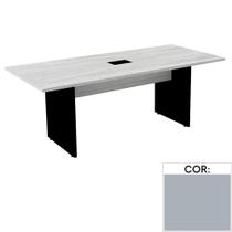 Mesa de Reunião com Caixa de Tomada Retangular 200 x 90 cm Pé Painel PE25 em MDP Cinza Base Cinza Mesa de Reunião com Caixa de Tomada Retangular 200 x 90 cm Pé Painel PE25 em MDP Cinza Base Cinza