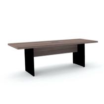 Mesa de Reunião com Caixa de Tomada Retangular 200x90 cm Pé Painel PE40 em MDP Cor Walnut Base Preta Mesa de Reunião com Caixa de Tomada Retangular 200x90 cm Pé Painel PE40 em MDP Cor Walnut Base Preta