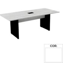 Mesa de Reunião com Caixa de Tomada Retangular 260 x 120 cm Pé Painel PE25 em MDP Cor Branco Mesa de Reunião com Caixa de Tomada Retangular 260 x 120 cm Pé Painel PE25 em MDP Cor Branco