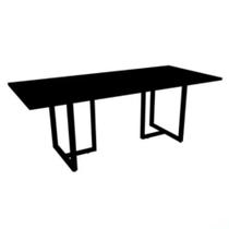 Mesa de Reunião com Caixa de Tomada Retangular 260 x 120 cm Pé Tubular PE25 MDP Preta Base Preta