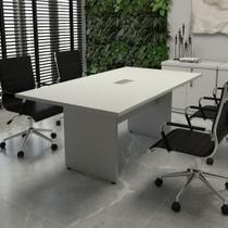 Mesa de Reunião Escritório 1,80m Cinza com Caixa Tomadas F5 - F5 Office G