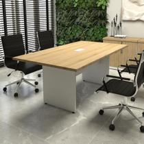 Mesa de Reunião Escritório 1,80m Mac Branco Caixa Tomadas F5 - F5 Office G