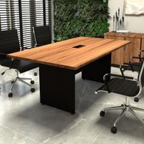 Mesa de Reunião Escritório 1,80m Nogal com Caixa Tomadas F5 - F5 Office G