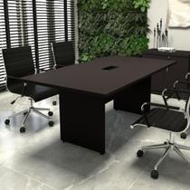 Mesa de Reunião Escritório 1,80m Preta com Caixa Tomadas F5