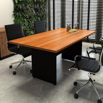 Mesa de Reunião Escritório 2,00m Freijó com Preto 100% MDF - F5 Office