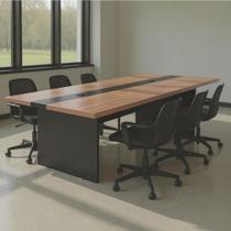 Mesa de Reunião Executiva 6 lugares Premium 2,40m Noce