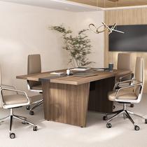 Mesa de Reunião Modular para Escritório em Tamburato 50mm com Caixa de Tomada e Tampo em Tamburato Marrom/Nogal/Preto
