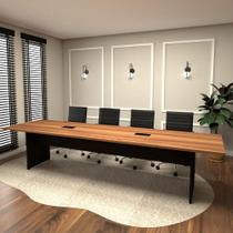 Mesa de Reunião Nogal 3,20m x 1,10m 2 Caixas de Tomadas F5