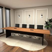 Mesa de Reunião Nogal 3,20m x 1,10m 2 Caixas de Tomadas F5 - F5 Office