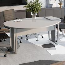 Mesa de Reunião Orgânica 1,80m x 1,05m com Caixa de Tomadas e Pés em Metal F5 Office