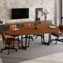 Mesa de Reunião Orgânica 2,70m x 1,60m com Pés em Metal Tampo Bipartido F5 Office