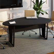 Mesa de Reunião para Escritório 1,80MX1,10m Orgânica com Pés em Metal Corporate F5 Preto