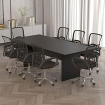 Mesa de Reunião para Escritório 220 Cm Me4190 Preto - Tecno Mobili