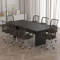 Mesa de Reunião para Escritório 220 Cm Me4190 Preto - Tecno Mobili Mesa de Reunião para Escritório 220 Cm Me4190 Preto - Tecno Mobili