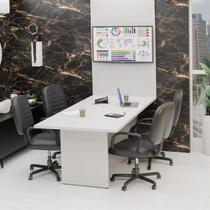 Mesa de Reunião para Escritório com Painel de TV 200x100cm Branco Mesa de Reunião para Escritório com Painel de TV 200x100cm Branco