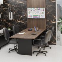 Mesa De Reunião Para Escritório Com Painel de TV 200x100cm Mesa De Reunião Para Escritório Com Painel de TV 200x100cm