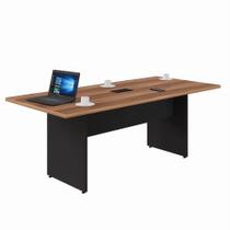 Mesa De Reunião Para Escritório Com Tomadas Yaris Marrom e Preto Web Office