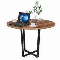 Mesa De Reunião Para Escritório Redonda Yaris Marrom e Preto Web Office