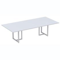 Mesa de Reunião Pé Tubular PE25 em MDP 200 x 90 cm Cinza com Base Cinza