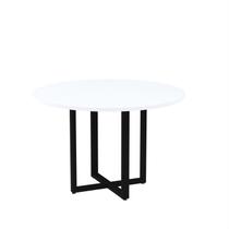 Mesa de Reunião Redonda 100cm Mrr1100p25tub Branco/Preto