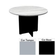 Mesa de Reunião Redonda 110 x 110 cm Pé Painel PE25 em MDP Preta com Base Preta - Pandin