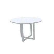 Mesa de Reunião Redonda 110 x 110 cm Pé Tubular PE25 em MDP Branca com Base Branca Mesa de Reunião Redonda 110 x 110 cm Pé Tubular PE25 em MDP Branca com Base Branca
