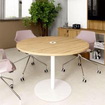 Mesa de Reunião Redonda 110cm com Plug Tomada F5 Office Mesa de Reunião Redonda 110cm com Plug Tomada F5 Office