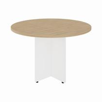 Mesa de Reunião Redonda 110cm Link Maxicasa (YAR1100 - Gebb Work) Cor:Macadâmia/Branco Tx Mesa de Reunião Redonda 110cm Link Maxicasa (YAR1100 - Gebb Work) Cor:Macadâmia/Branco Tx