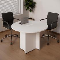 Mesa de Reunião Redonda 4 Lugares com Caixa de Tomada Yescasa Branco Mesa de Reunião Redonda 4 Lugares com Caixa de Tomada Yescasa Branco