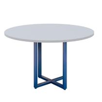 Mesa de Reunião Redonda P25 Pandin 110 cm (Largura) Tampo MDP Cinza Pé Aço Tubular Azul Del Rey Mesa de Reunião Redonda P25 Pandin 110 cm (Largura) Tampo MDP Cinza Pé Aço Tubular Azul Del Rey