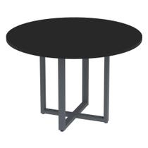 Mesa de Reunião Redonda P25 Pandin 110 cm (Largura) Tampo MDP Preto Pé Aço Tubular Grafito