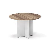 Mesa de Reuniao Redonda Pe Painel P25 Pandin Noce Naturale e Branco 1.10 M