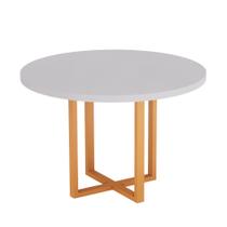 Mesa De Reunião Redonda Tubolar PE 40 Pandin 1,10 M Cinza e Laranja
