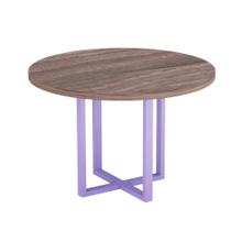 Mesa De Reunião Redonda Tubolar PE 40 Pandin 1,10 M Walnut e Lilas
