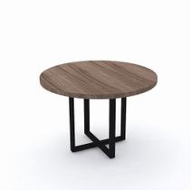 Mesa De Reunião Redonda Tubolar PE 40 Pandin 1,10 M Walnut e Preto