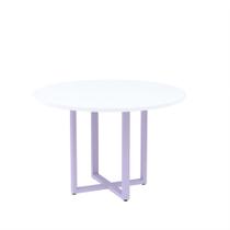 Mesa de Reunião Redonda Tubular P25 Pandin 1,10 M Branco e Lilas