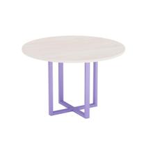 Mesa de Reunião Redonda Tubular P25 Pandin 1,10 M Casablanca e Lilas