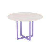 Mesa de Reunião Redonda Tubular P25 Pandin 1,10 M Casablanca e Lilas Mesa de Reunião Redonda Tubular P25 Pandin 1,10 M Casablanca e Lilas