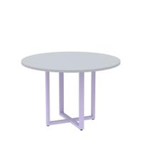 Mesa de Reunião Redonda Tubular P25 Pandin 1,10 M Cinza e Lilas Mesa de Reunião Redonda Tubular P25 Pandin 1,10 M Cinza e Lilas