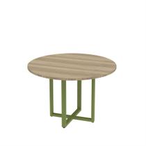 Mesa de Reunião Redonda Tubular P25 Pandin 1,10 M Noce Naturale e Verde